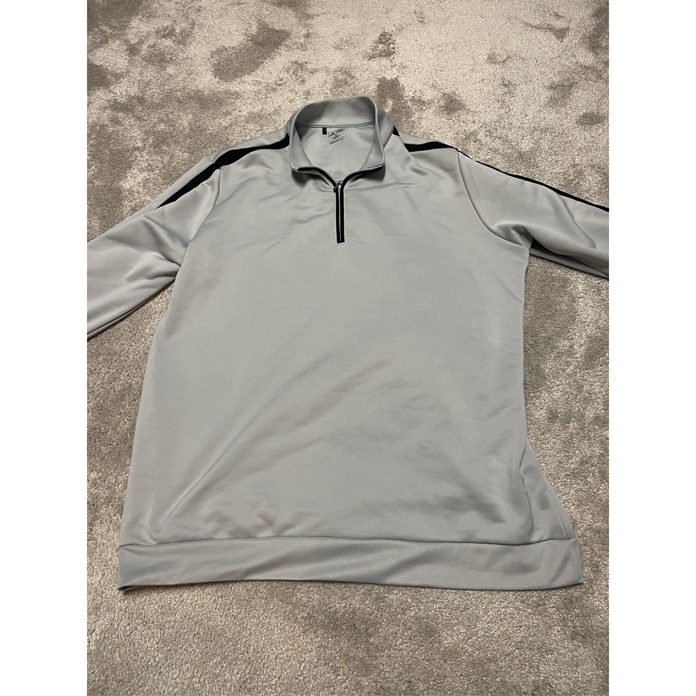 Adidas Men's Gray Black Quarter Zip Pullover Long Sleeve Golf Shirt